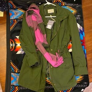 Green jacket and matching scarf